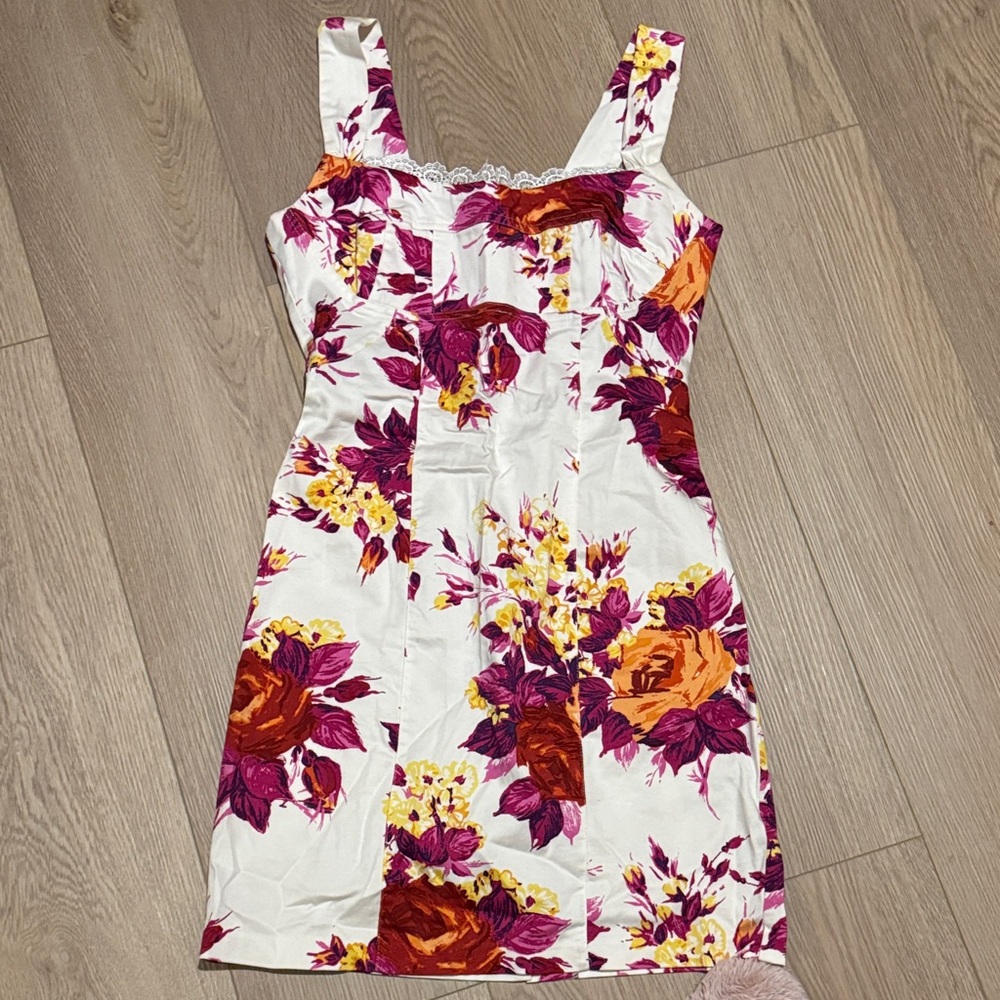 Macy's Floral Mini Dress in Orange and Purple
